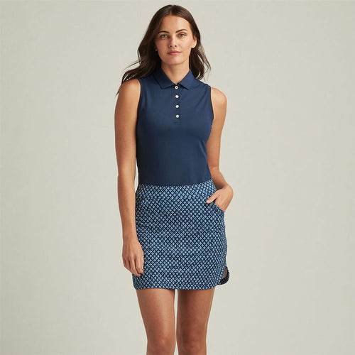 Womens Ocean Ikat Alice Petal Hem Skort Navy