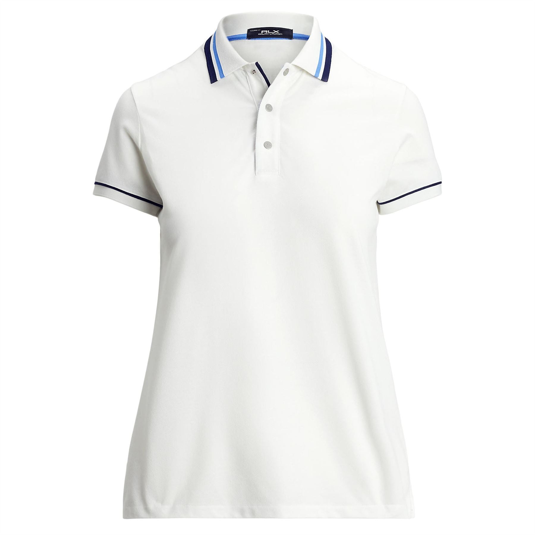 Womens RLX Tailored Fit Val Tour Pique Polo Ceramic White/Navy/Blue