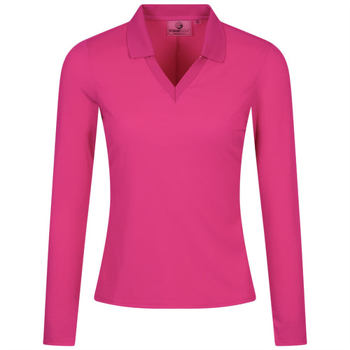 Womens Rib V-Neck LS Polo Rave