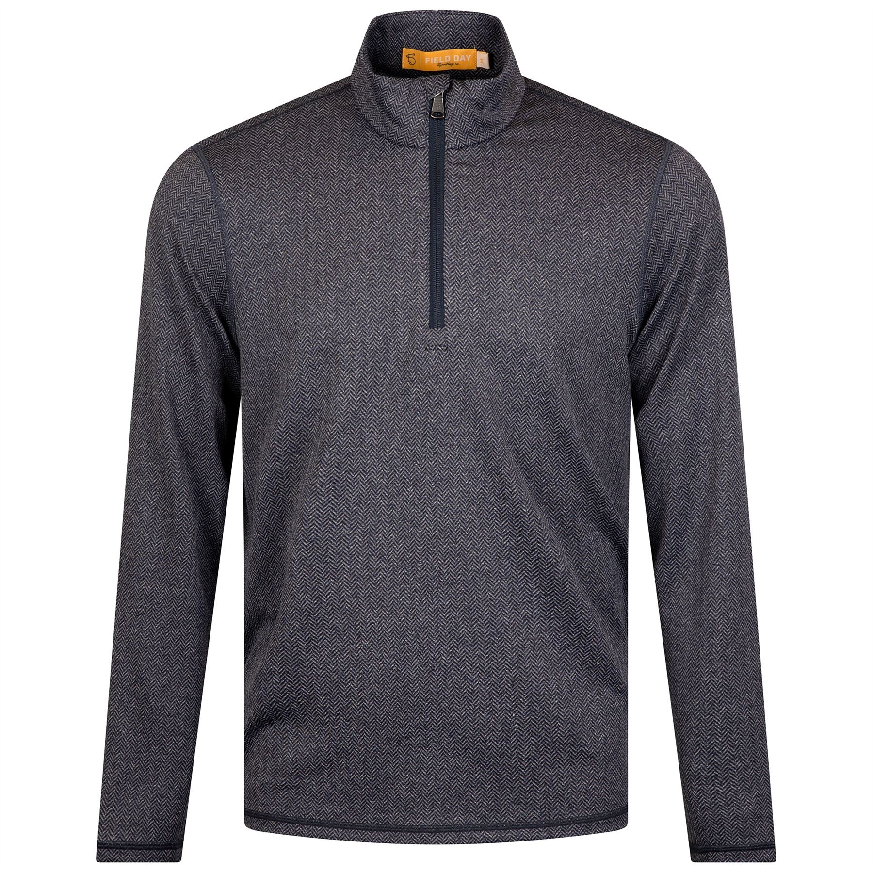 Palmer Performance Quarter Zip Mid Layer Navy Herringbone