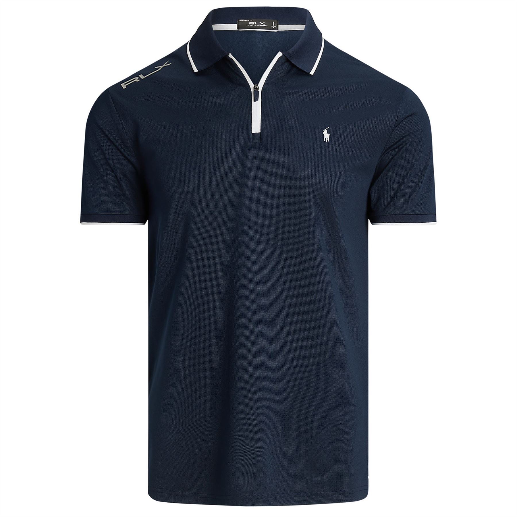 RLX Tailored Fit Performance Pique Zip Polo Refined Navy