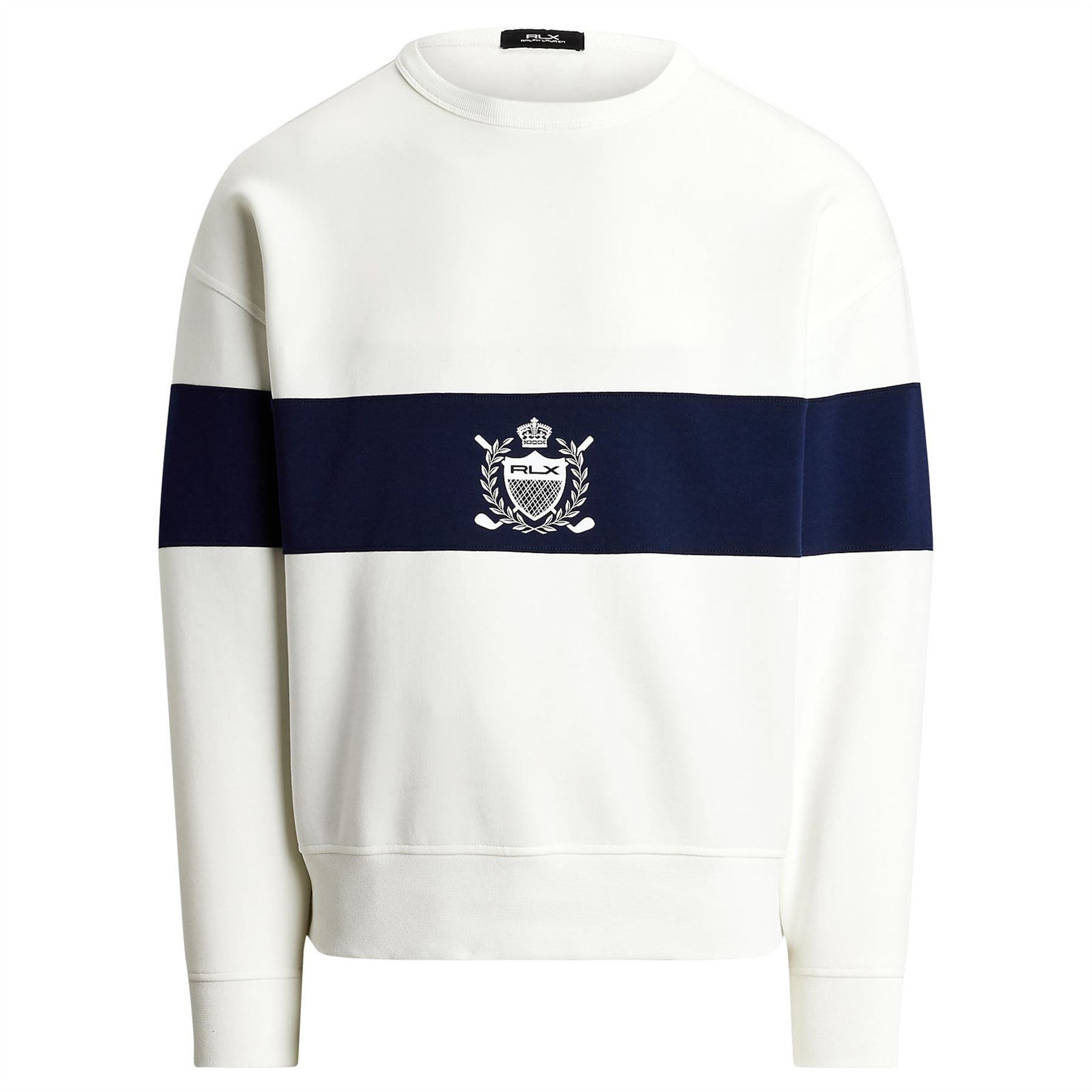 RLX Crest Logo Bold Stripe Sweater Ceramic White/Refined Navy
