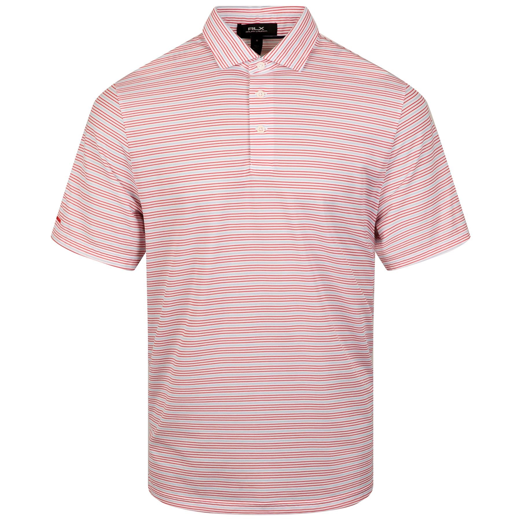 RLX Classic Fit Tour Pique Stripe Polo Spring Red Multi