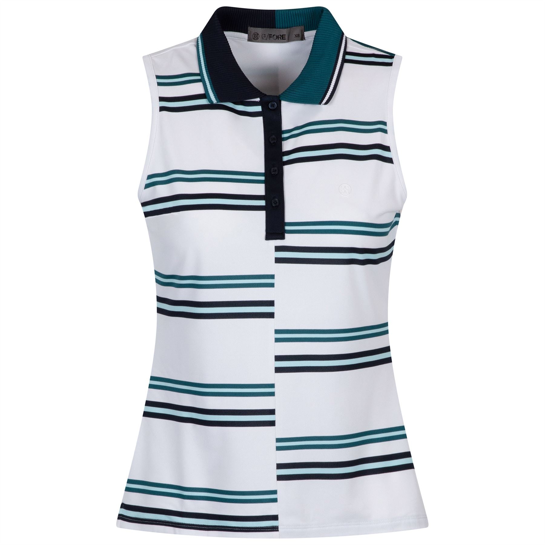 Womens Offset Stripe Tech Pique SL Polo Snow