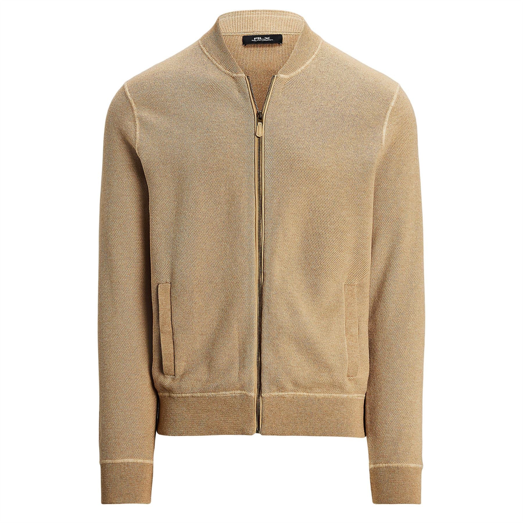 RLX Full Zip Cotton Sweater Camel Combo