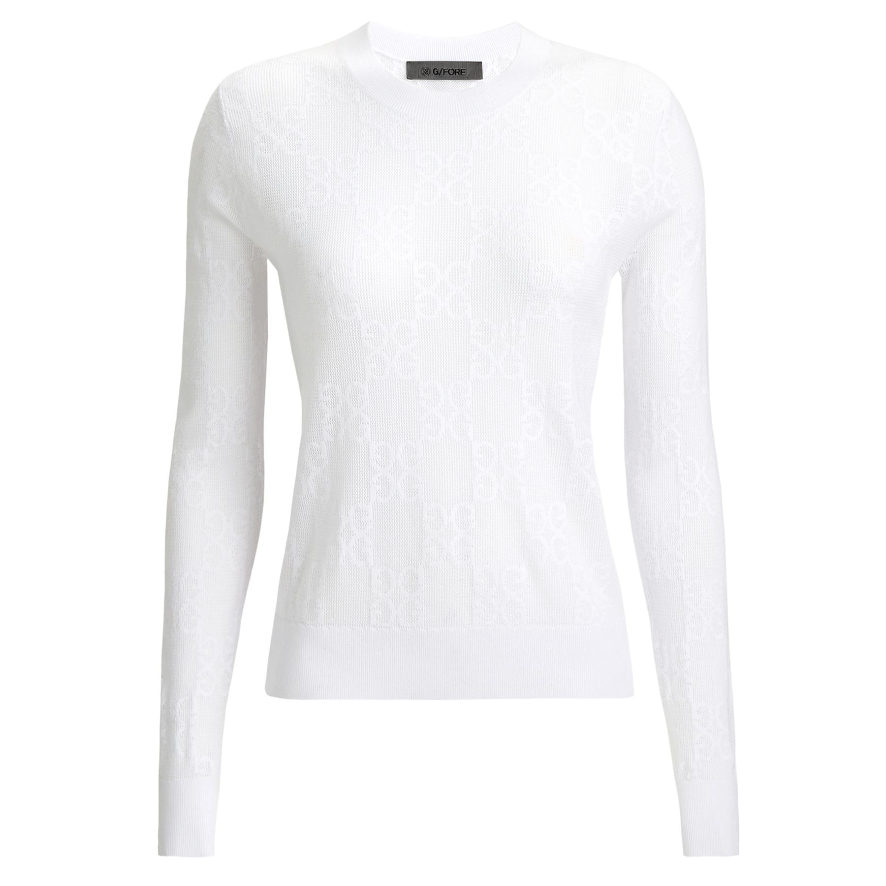 Womens Pointelle G Crewneck Sweater Snow
