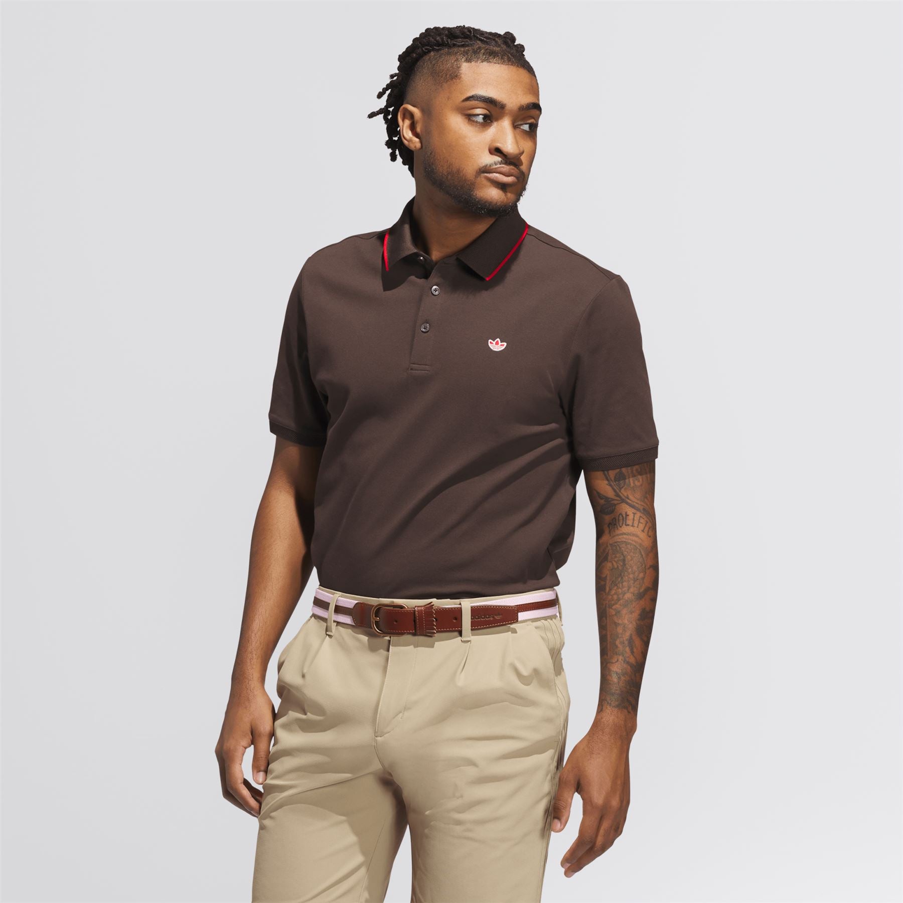Originals Twistknit Trefoil Polo Dark Brown