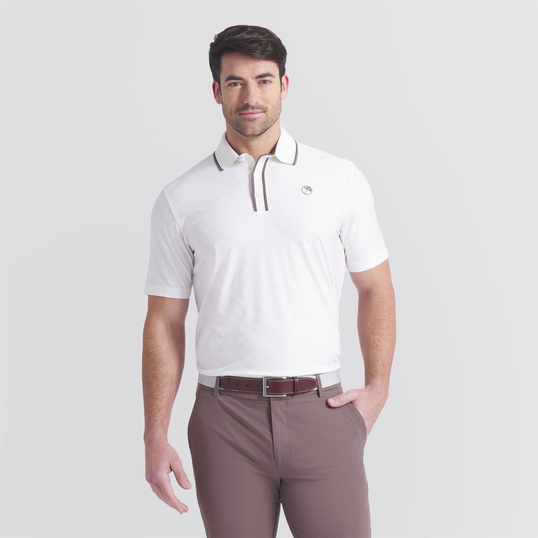 x AP Tipped Jacquard Polo Warm White