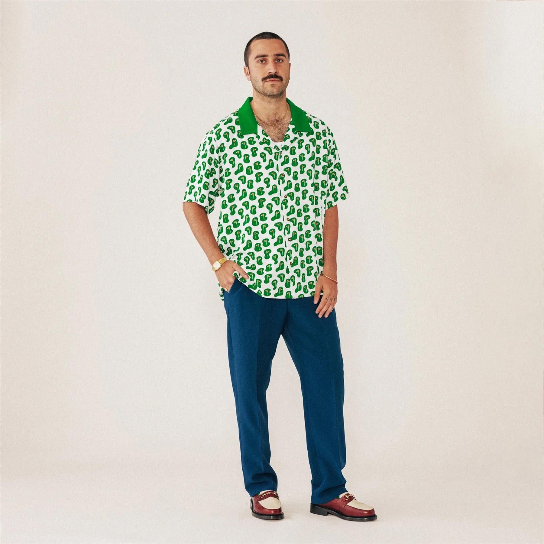 All Over The Flag Button-Up Polo White