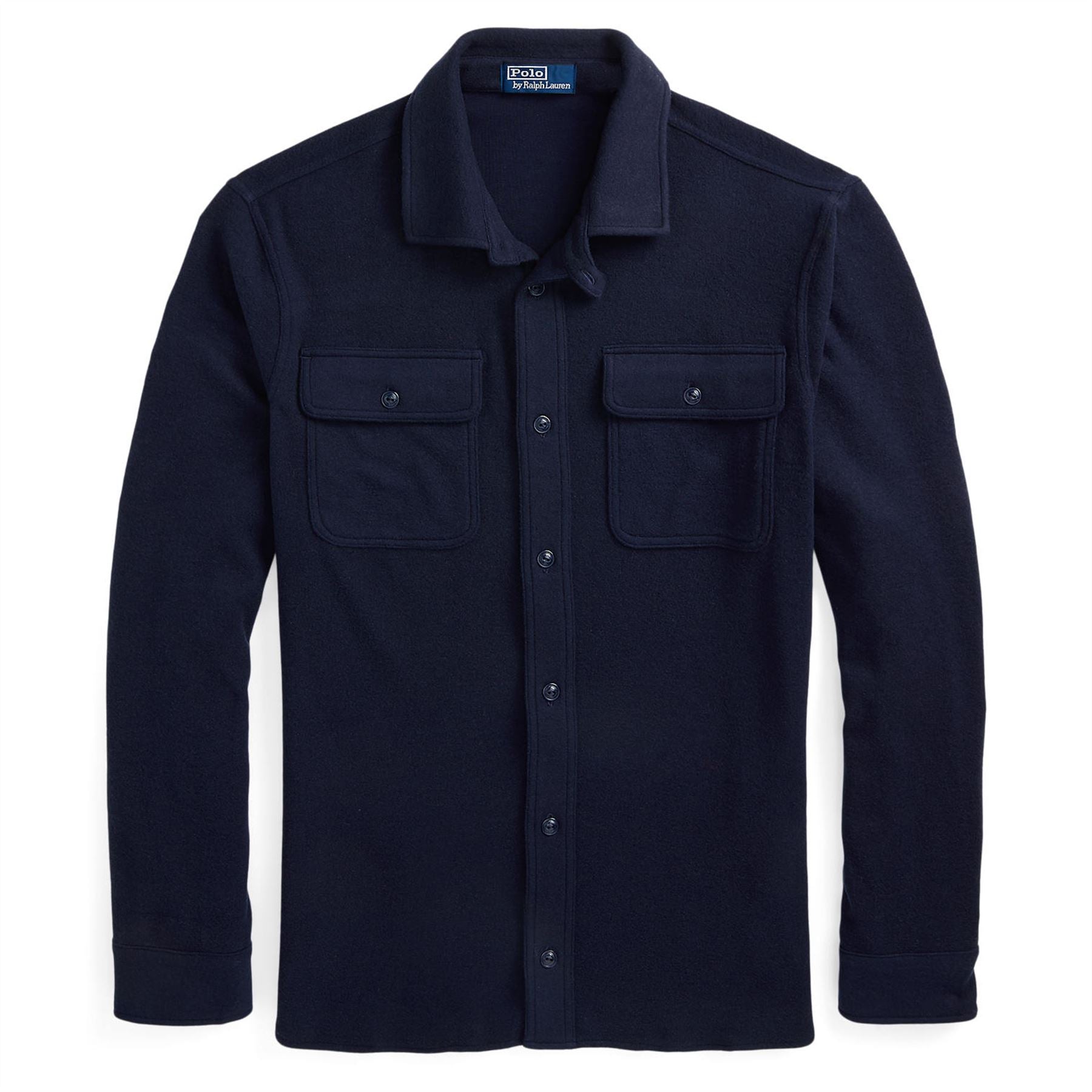 Knit Flannel Full Button Shirt Navy