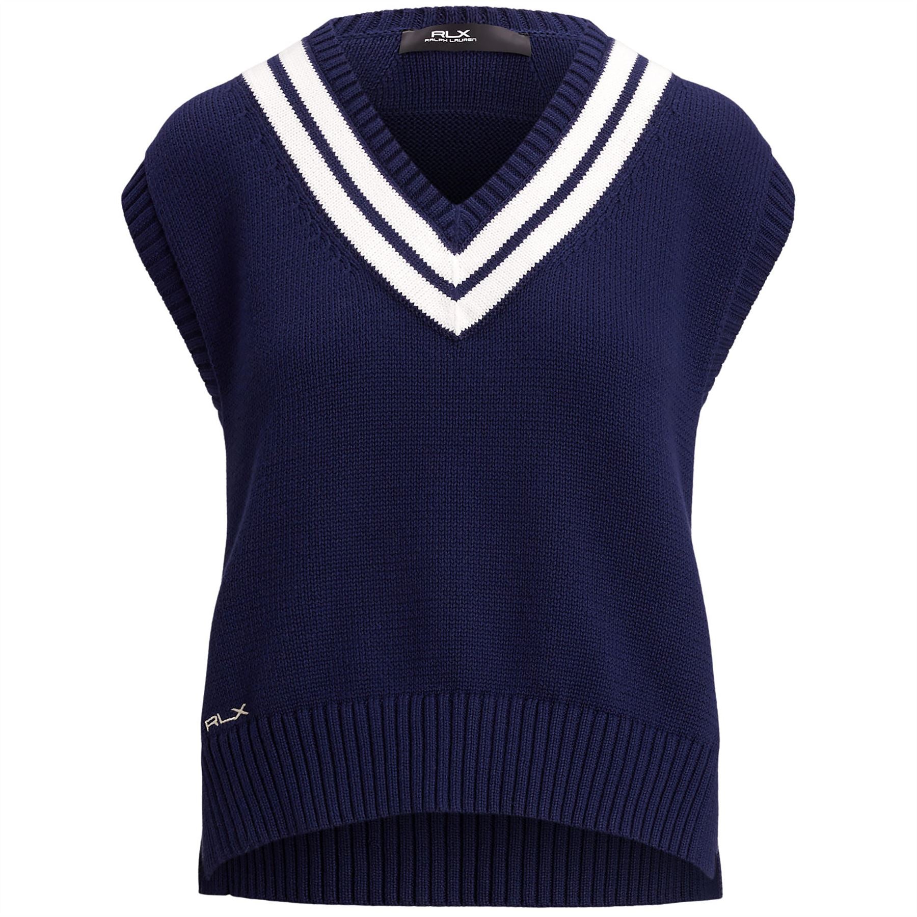 Womens RLX Cotton Blend Cricket Vest Refined Navy/Ceramic White