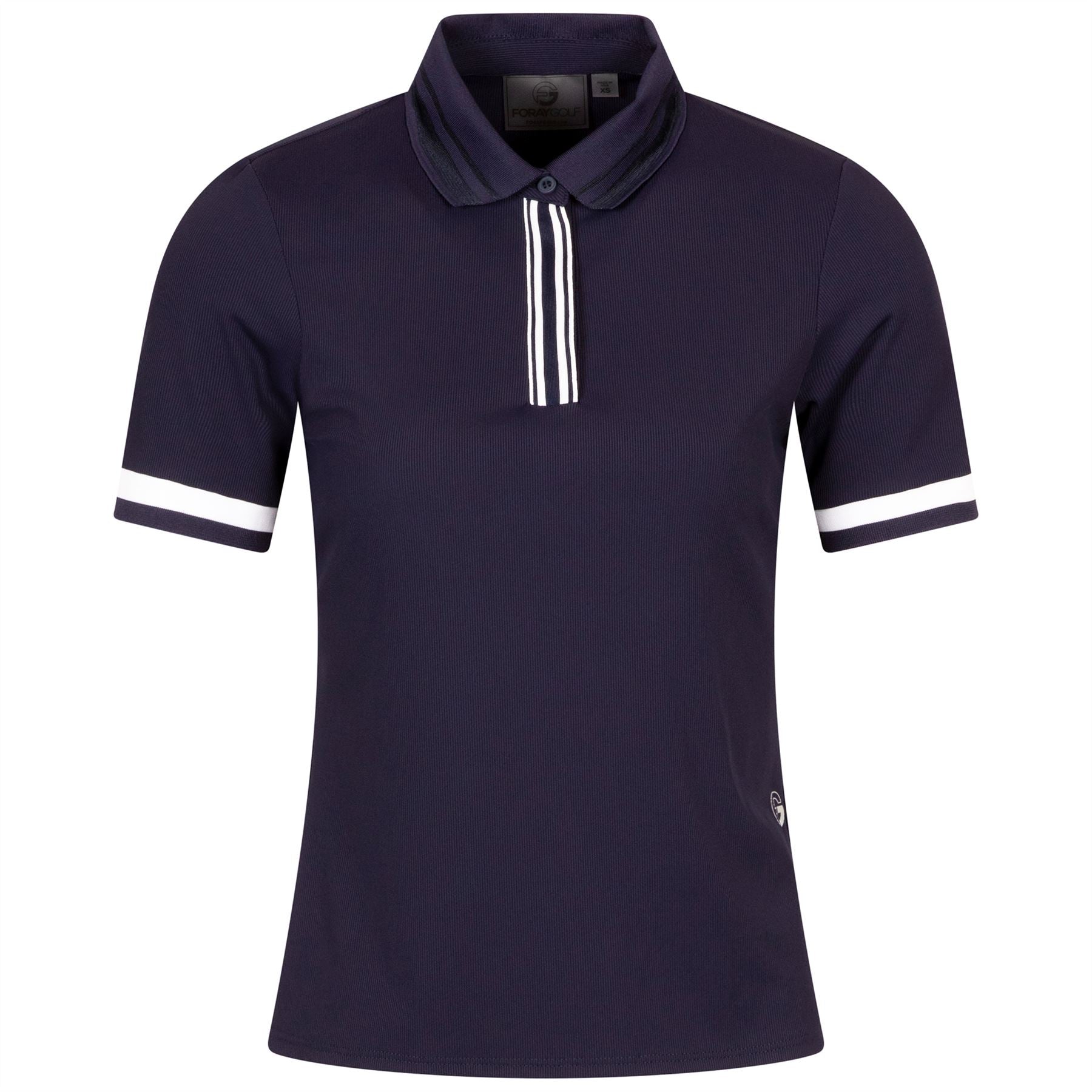 Womens Button Placket Rib Polo Navy