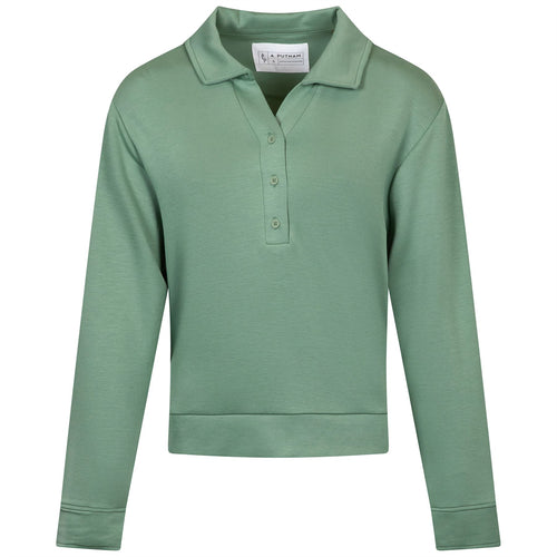 Womens Polo V-Neck Top Chive