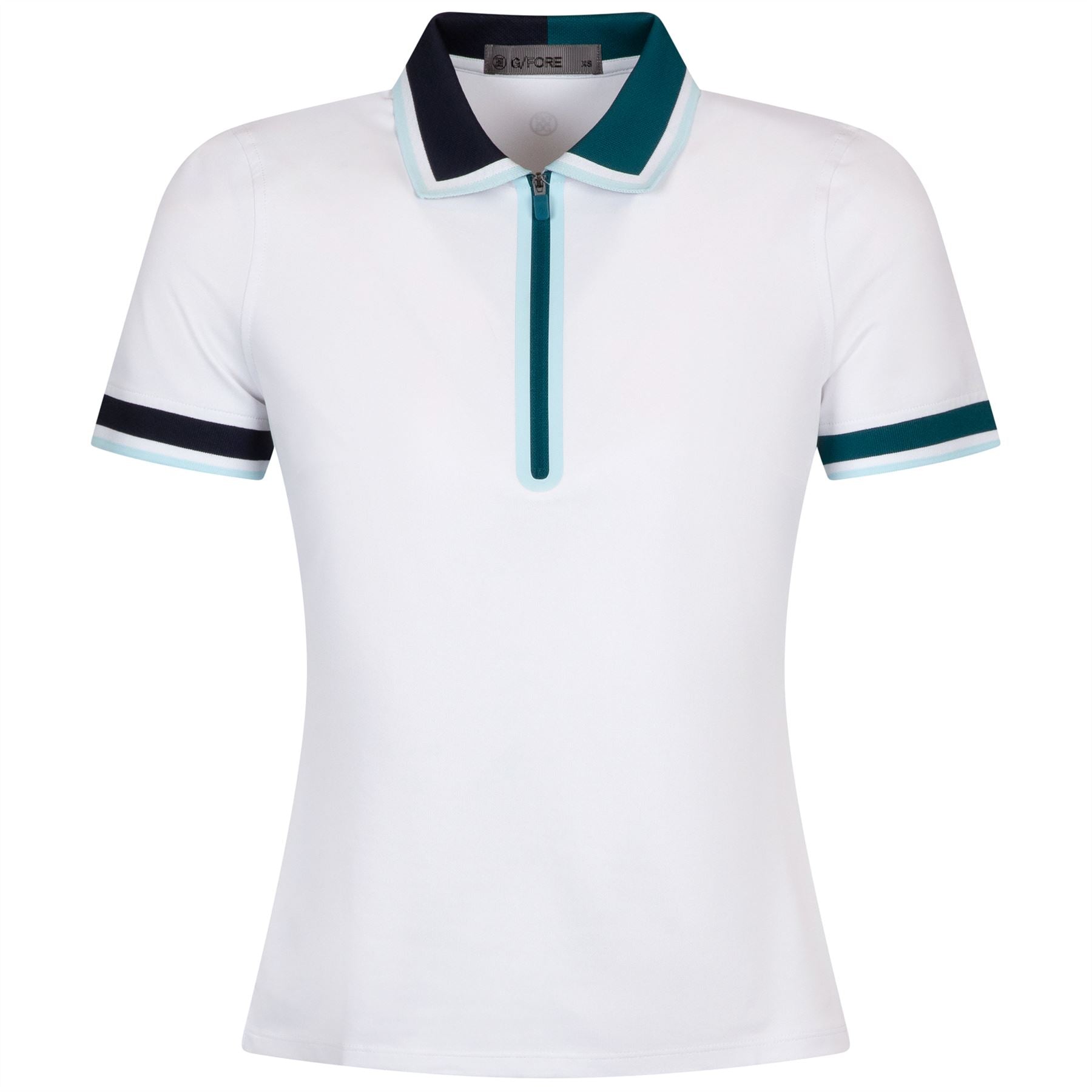 Womens Tux Collar Tech Pique Zip Polo Snow
