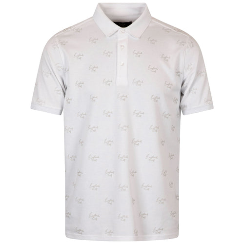 Script Flocked Pique Polo White