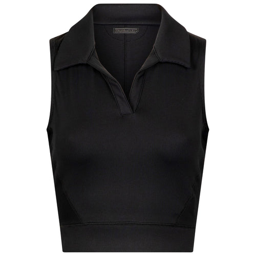 Womens Moveknit Sleeveless V-Neck Polo Black