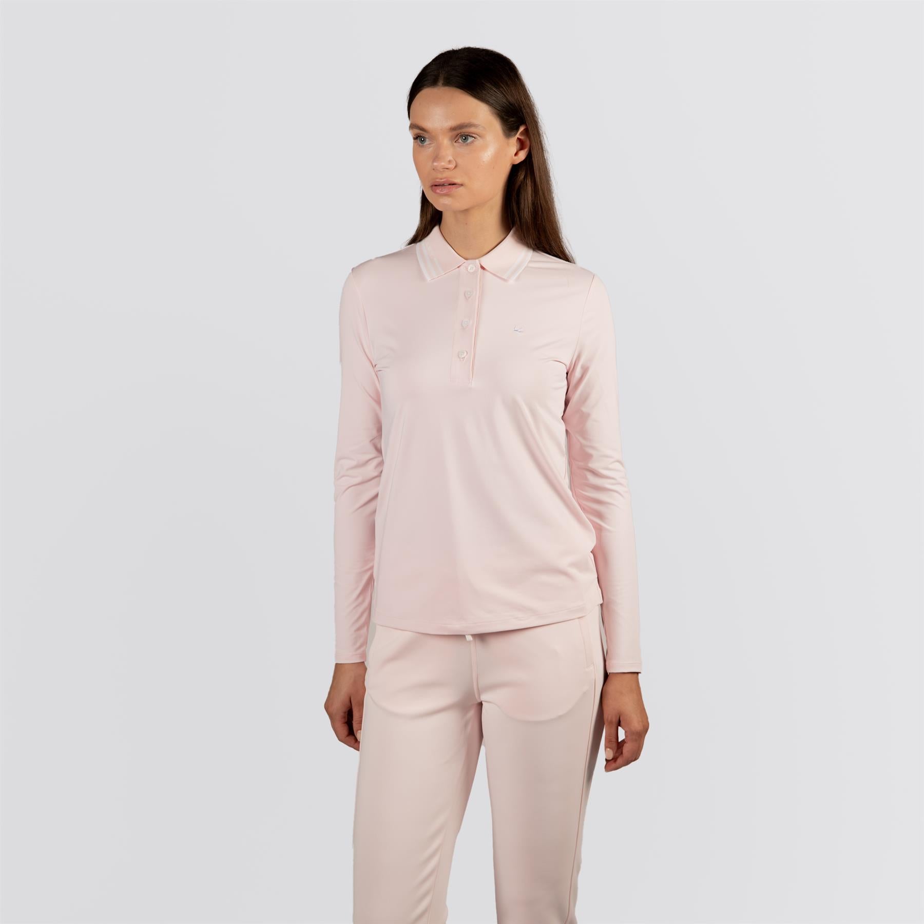 Womens LS Polo Pink