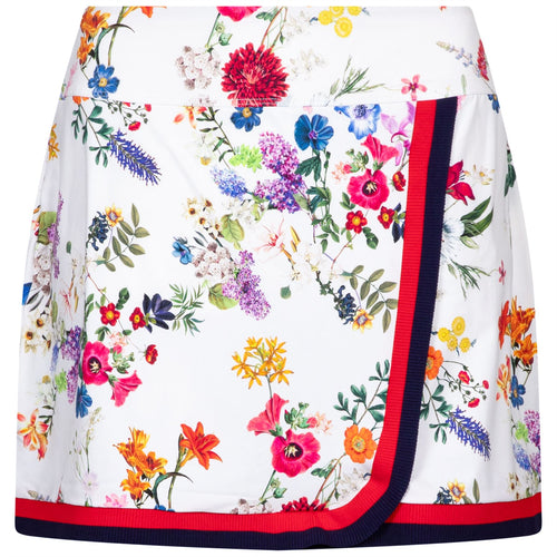 Womens Faux Wrap Skirt White Multi Floral