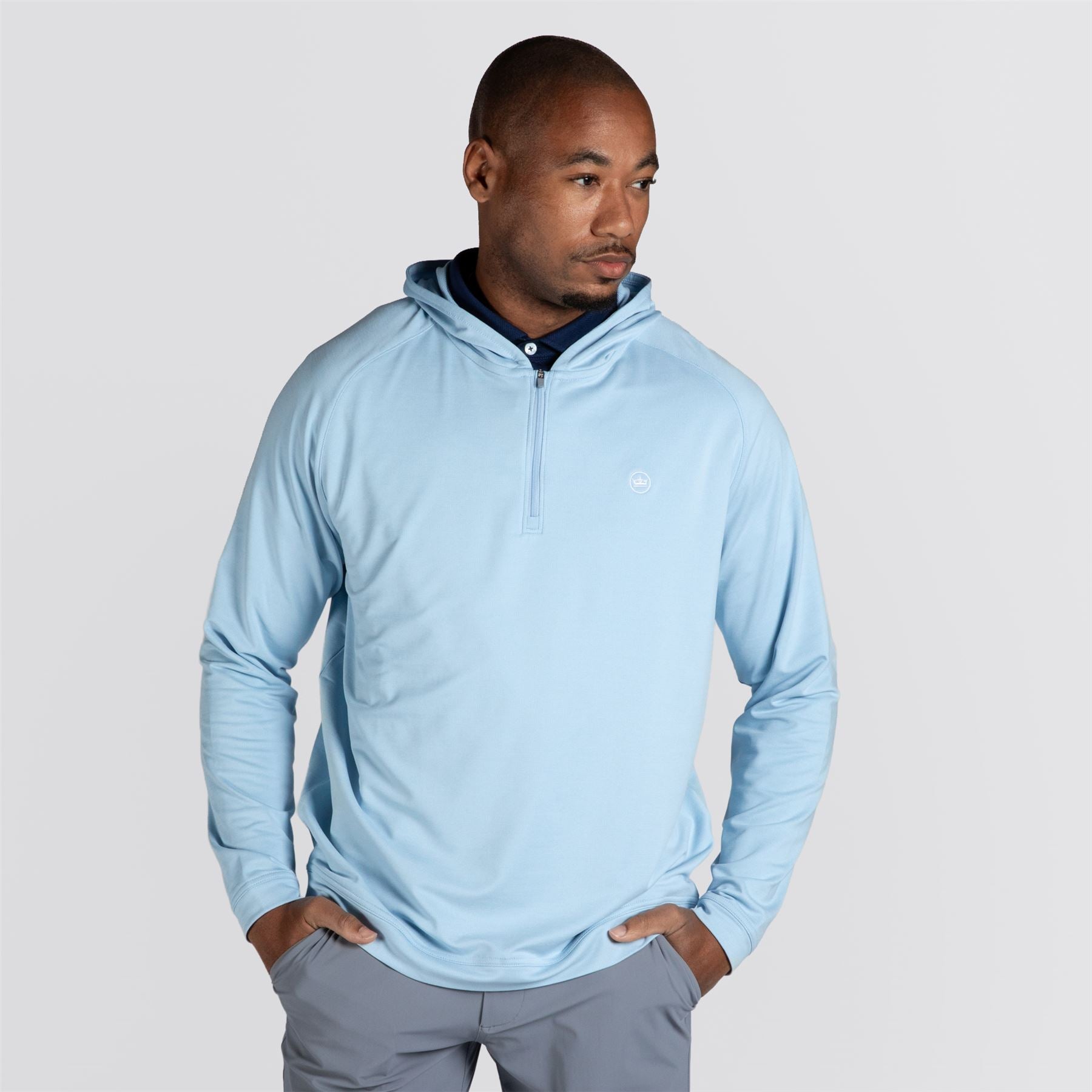 Pine Performance Quarter-Zip Hoodie Stream Blue