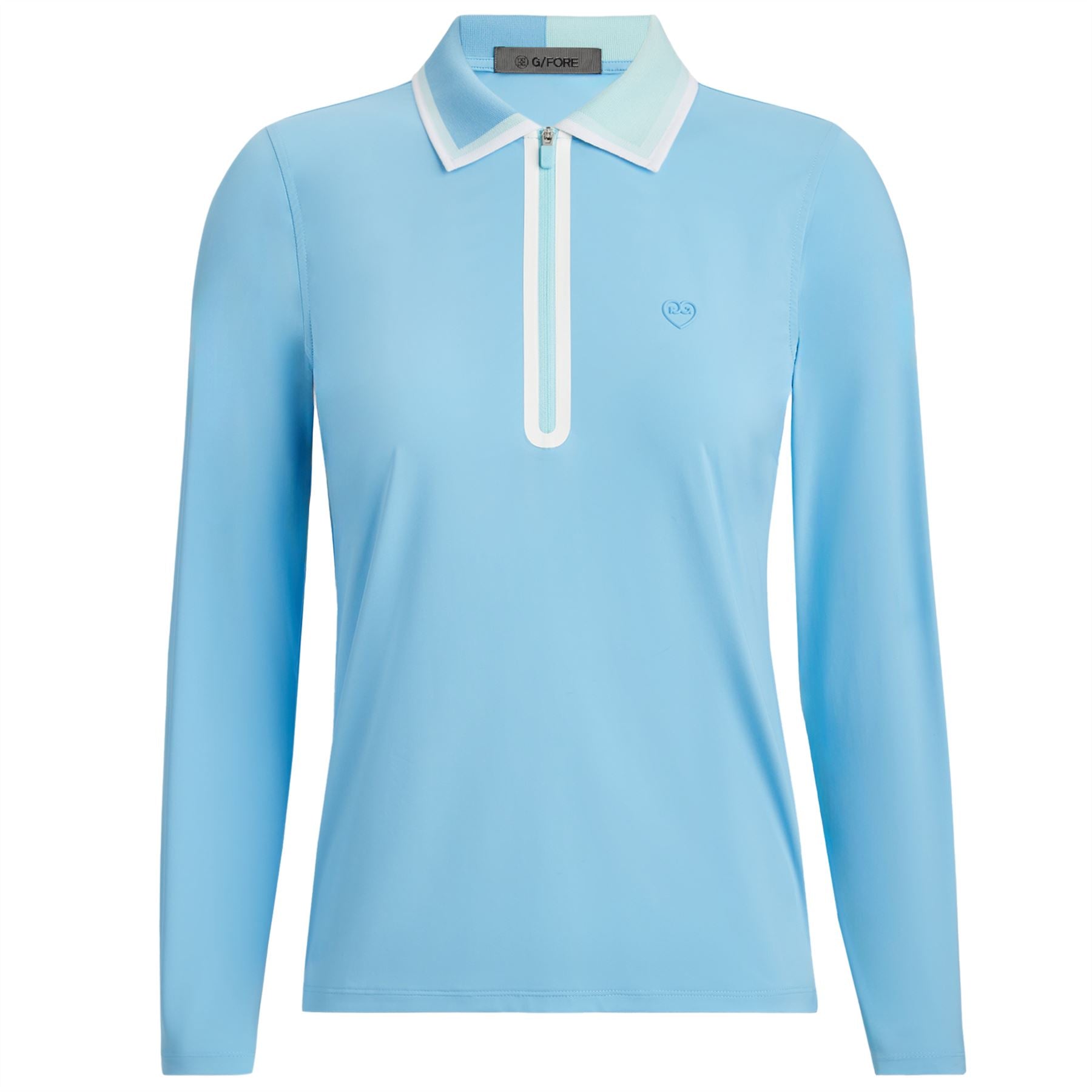 Womens Colorblock Silky Nylon LS Polo Fountain