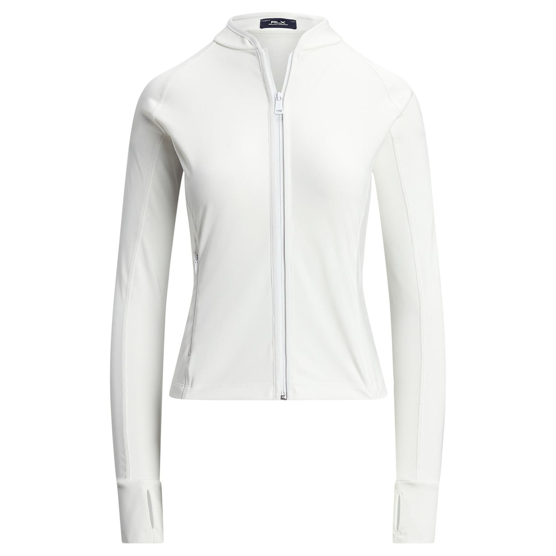 Womens RLX Full Zip Interlock Binding Mid Layer Ceramic White