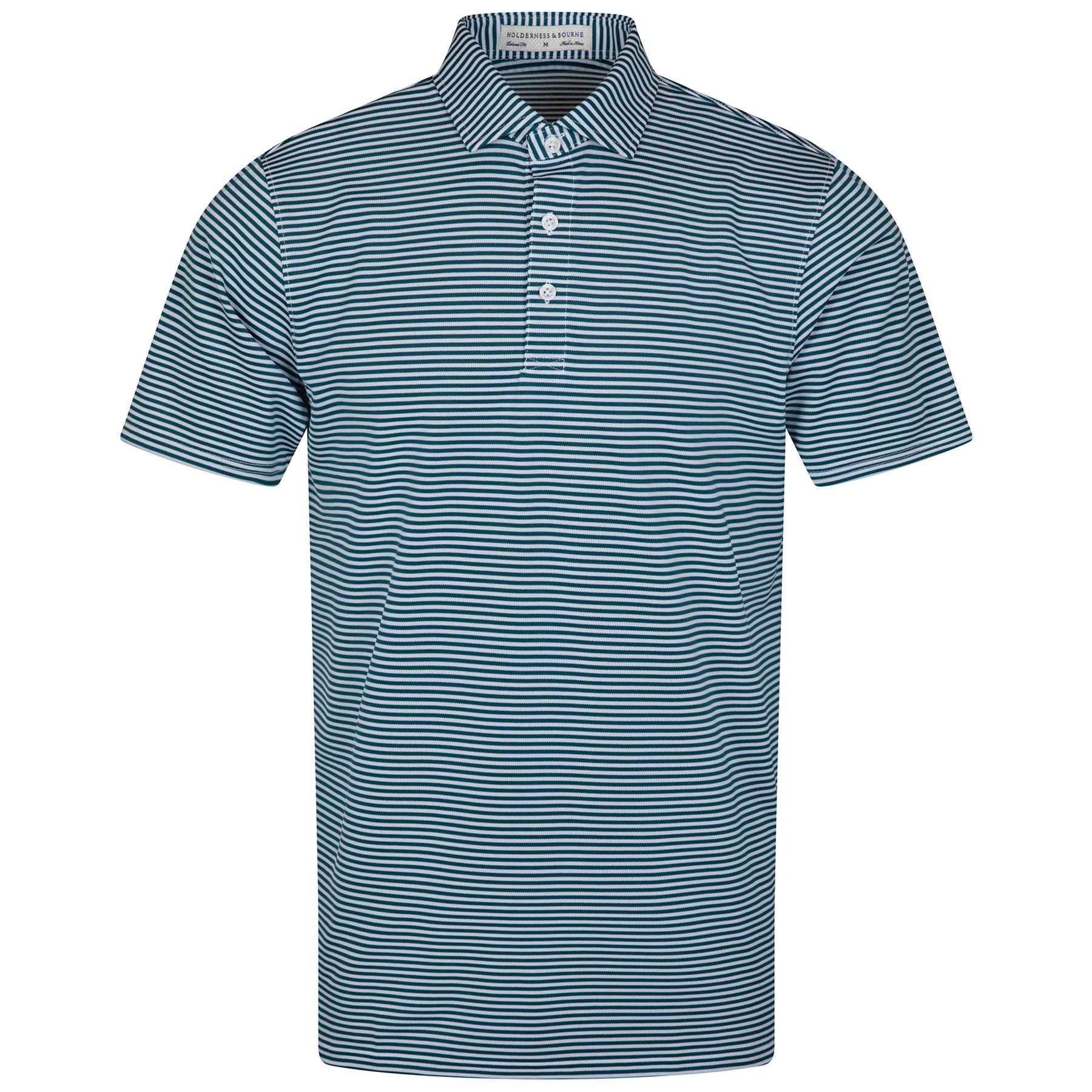 The Maxwell Knit Stripe Polo Deep Teal/White