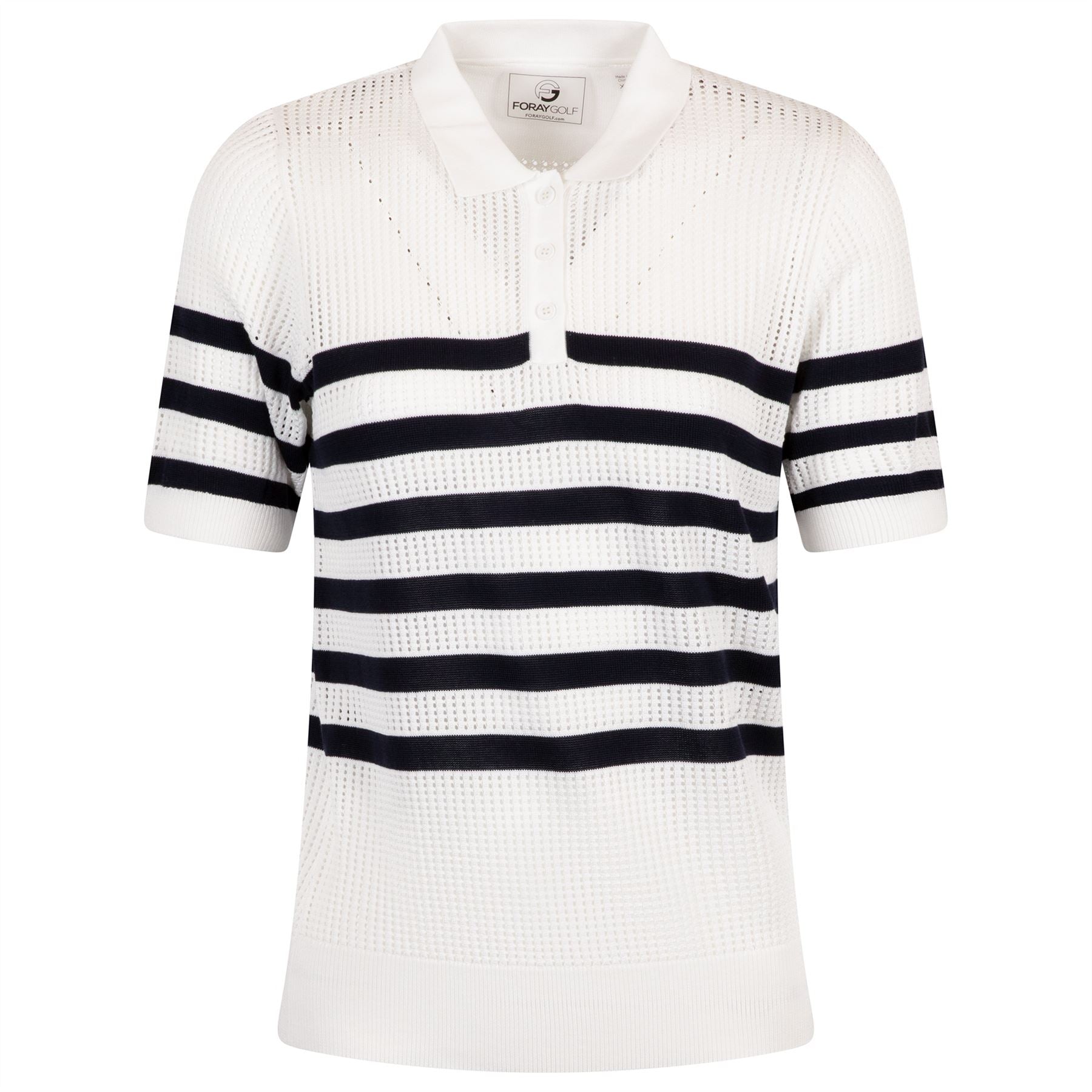 Womens Textured Stripe Knit Polo Navy Stripe