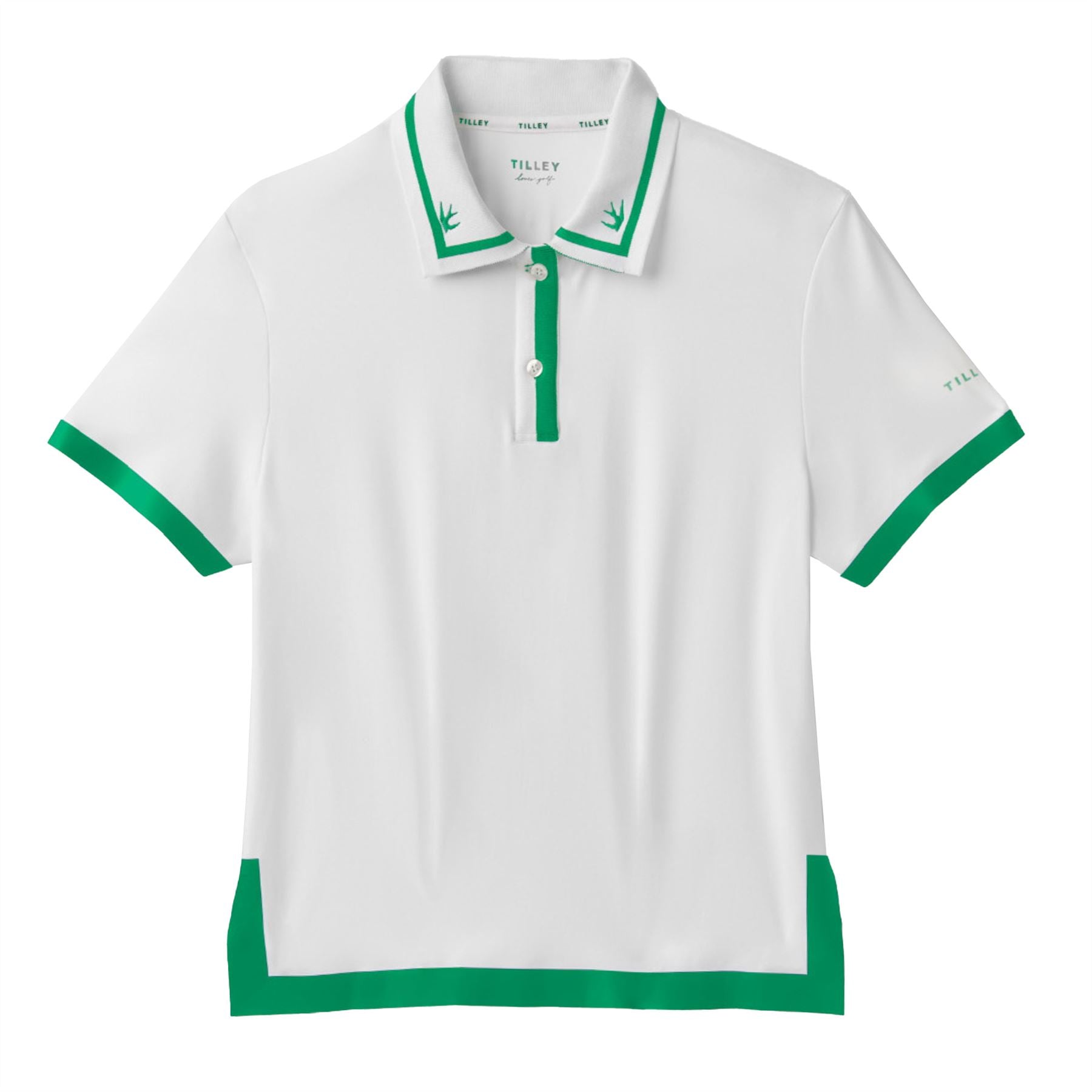 Womens Tech Jersey Boxy Birdie Polo White/Sport Green