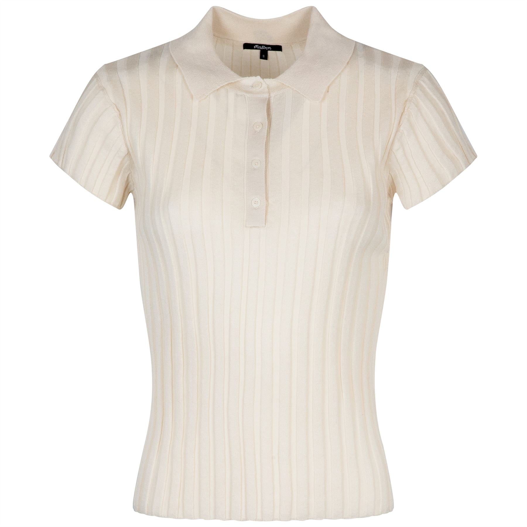 Womens Elea Rib Knit Polo Ivory
