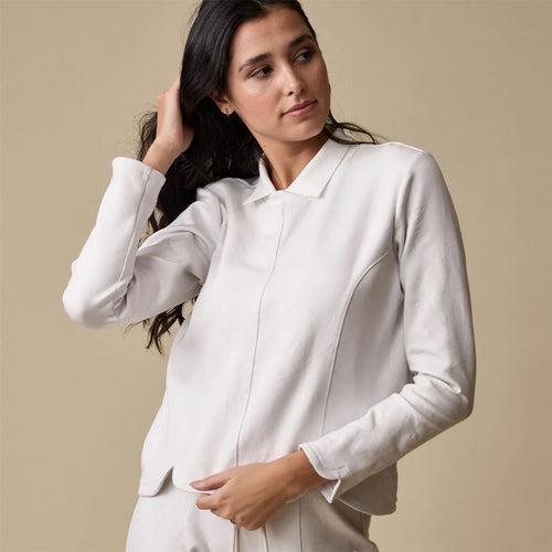 Womens Tulip Crewneck Knit Cream Debossed Crane