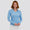Womens Rib V-Neck LS Polo Light Blue