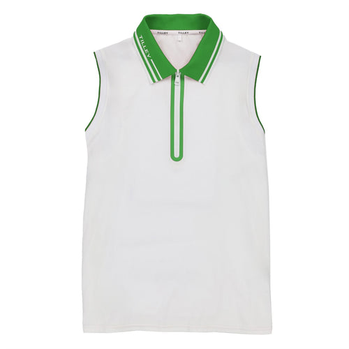 Womens Tech Jersey SL Zip Polo White/Sport Green