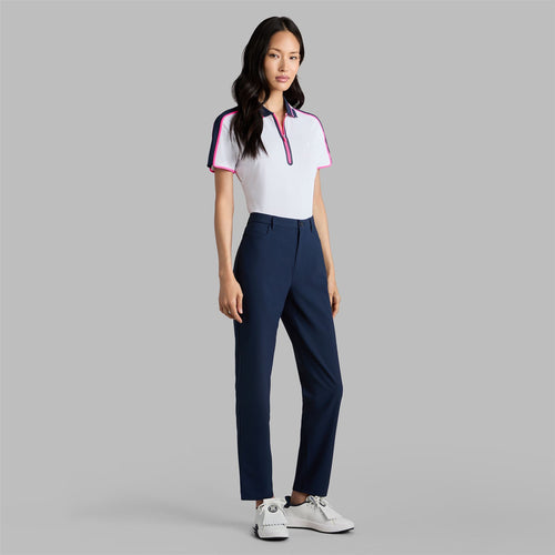 Womens Contrast Panel Tech Pique Polo Snow