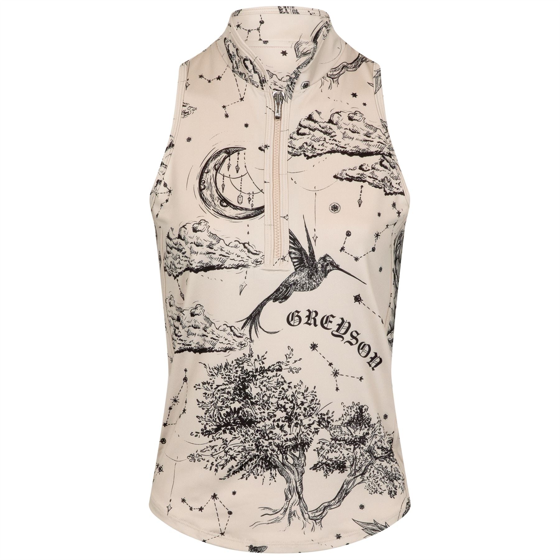 Womens Moon Diamond Vesta Mock Neck SL Polo Sand
