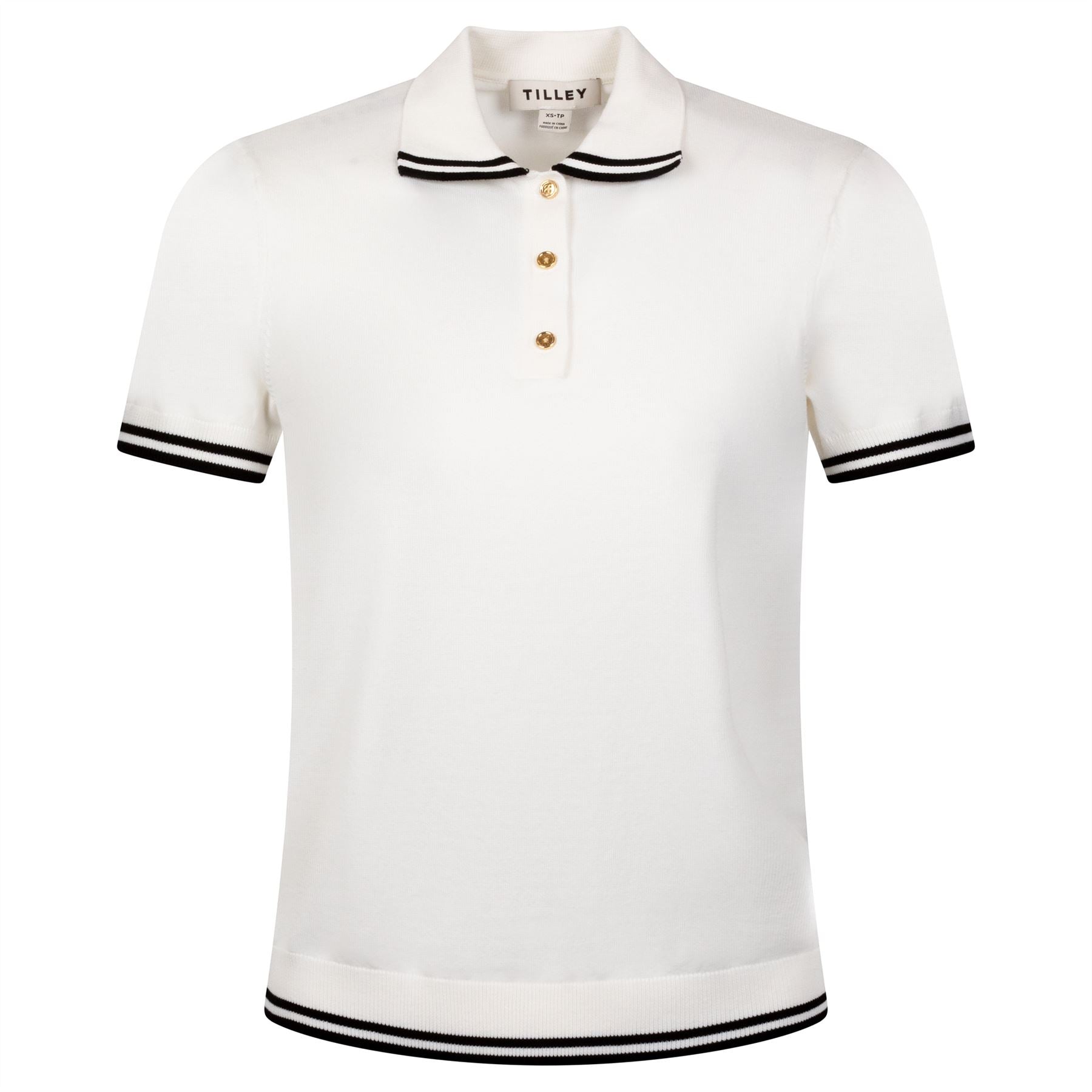Womens Albatross Polo White/Black Stripe