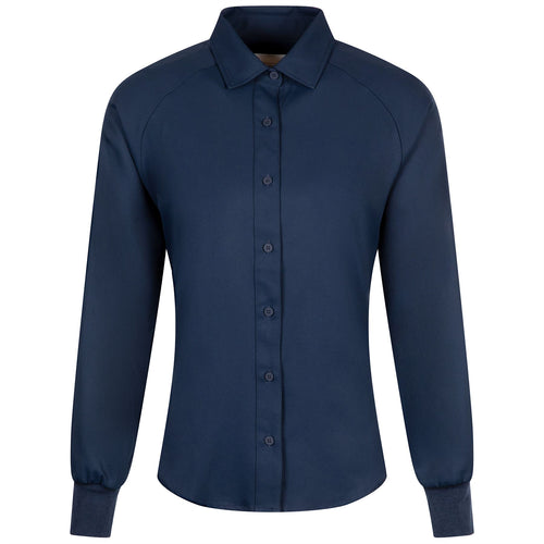 Womens Raglan Button Up Shirt Dress Blues
