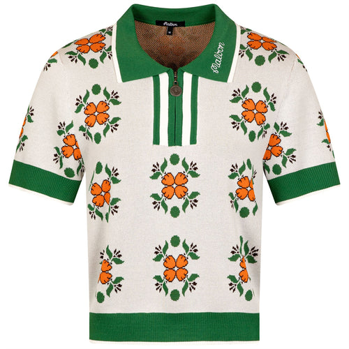 Womens Lucia Quarter Zip Polo Ivory Multi