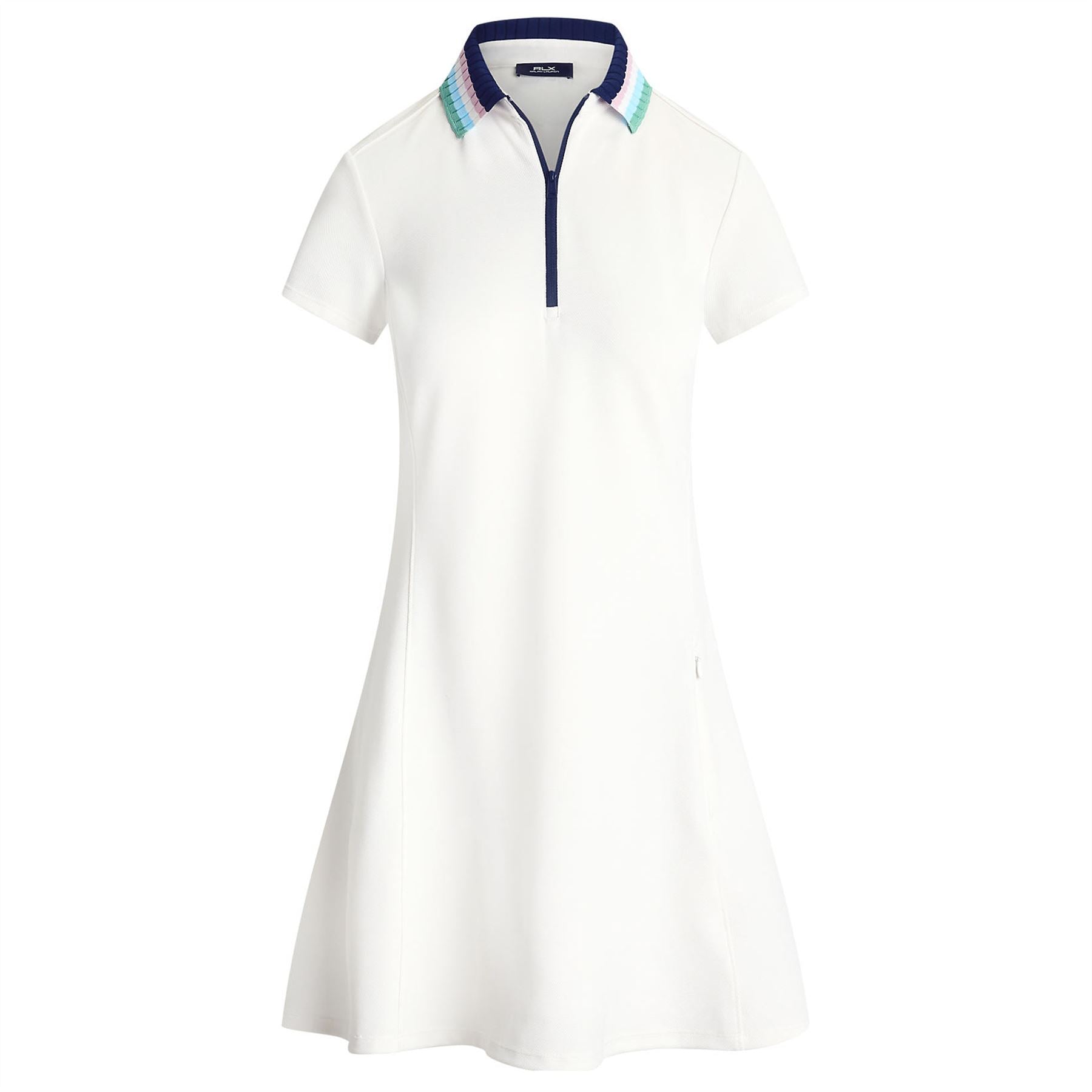 Womens RLX SS Sweater Collar Dress Ceramic White/Refined Navy Multi