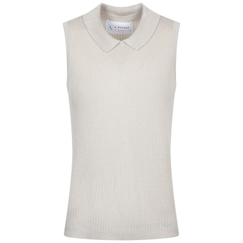 Womens Crochet Sleeveless Top Silver Birch