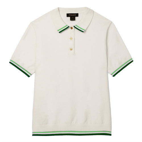 Womens Albatross Polo White/Green Stripe