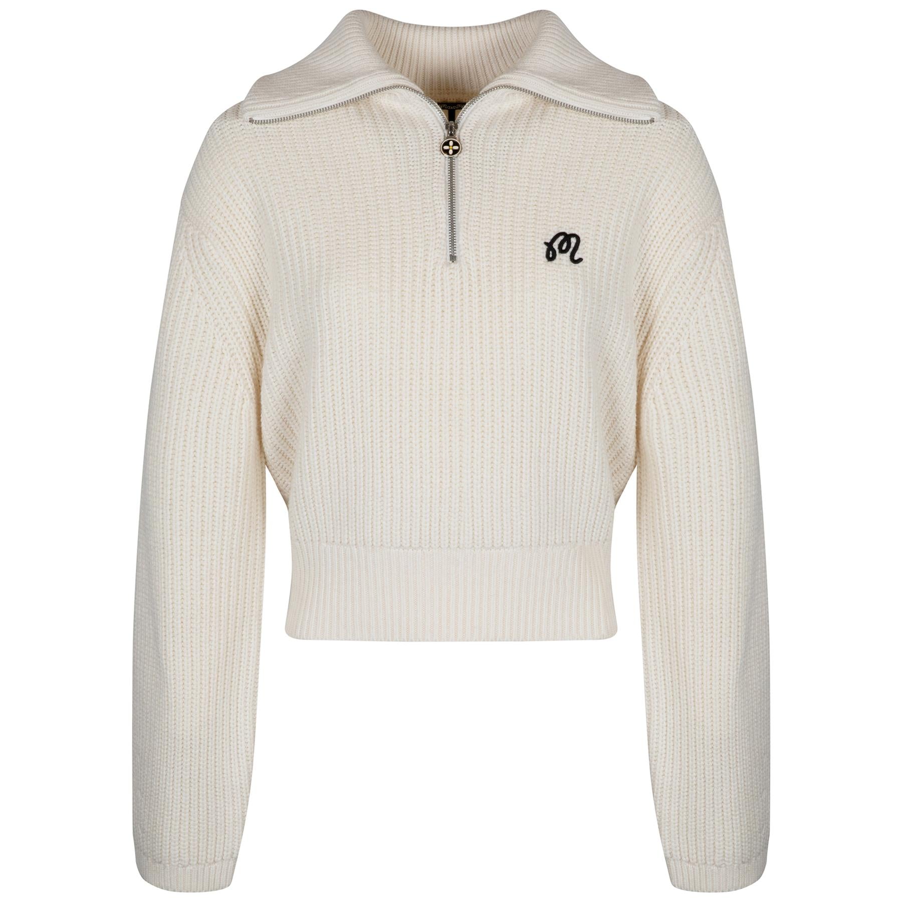 Womens Anais Quarter Zip Knit Sweater Ivory