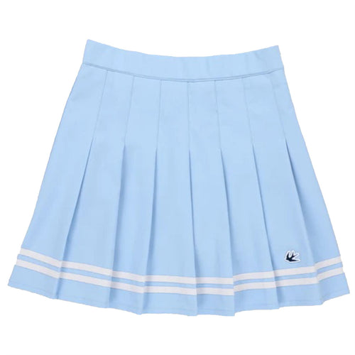 Womens Ribbon Pleated Skirt Powder Blue/White
