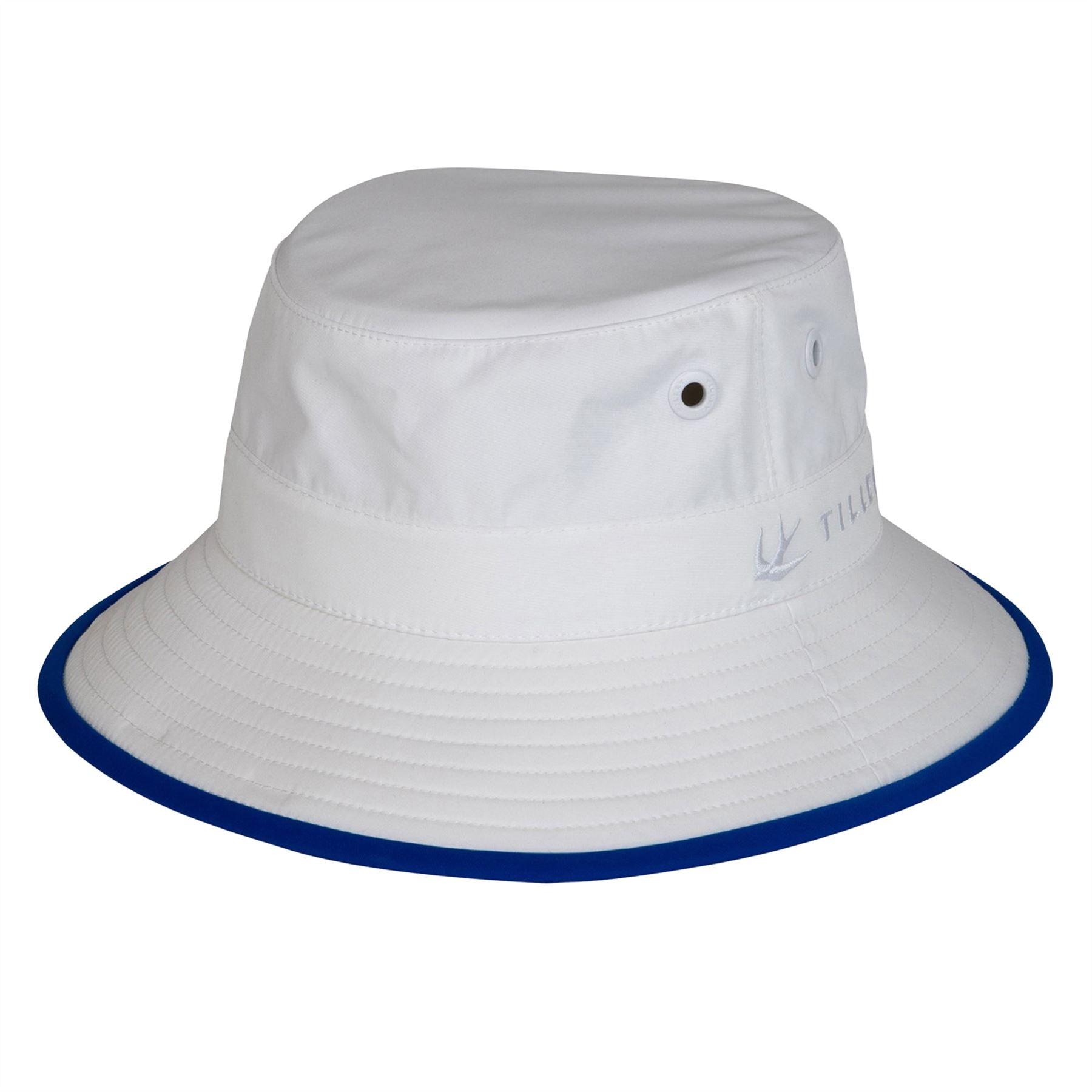 Womens Tilley Wide Brim Bucket Hat White/Cobalt Blue