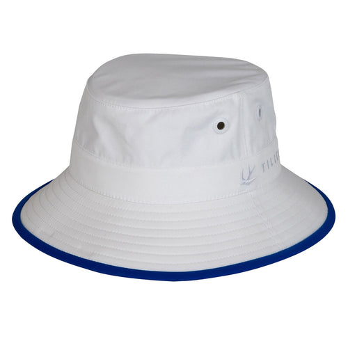 Womens Tilley Wide Brim Bucket Hat White/Cobalt Blue