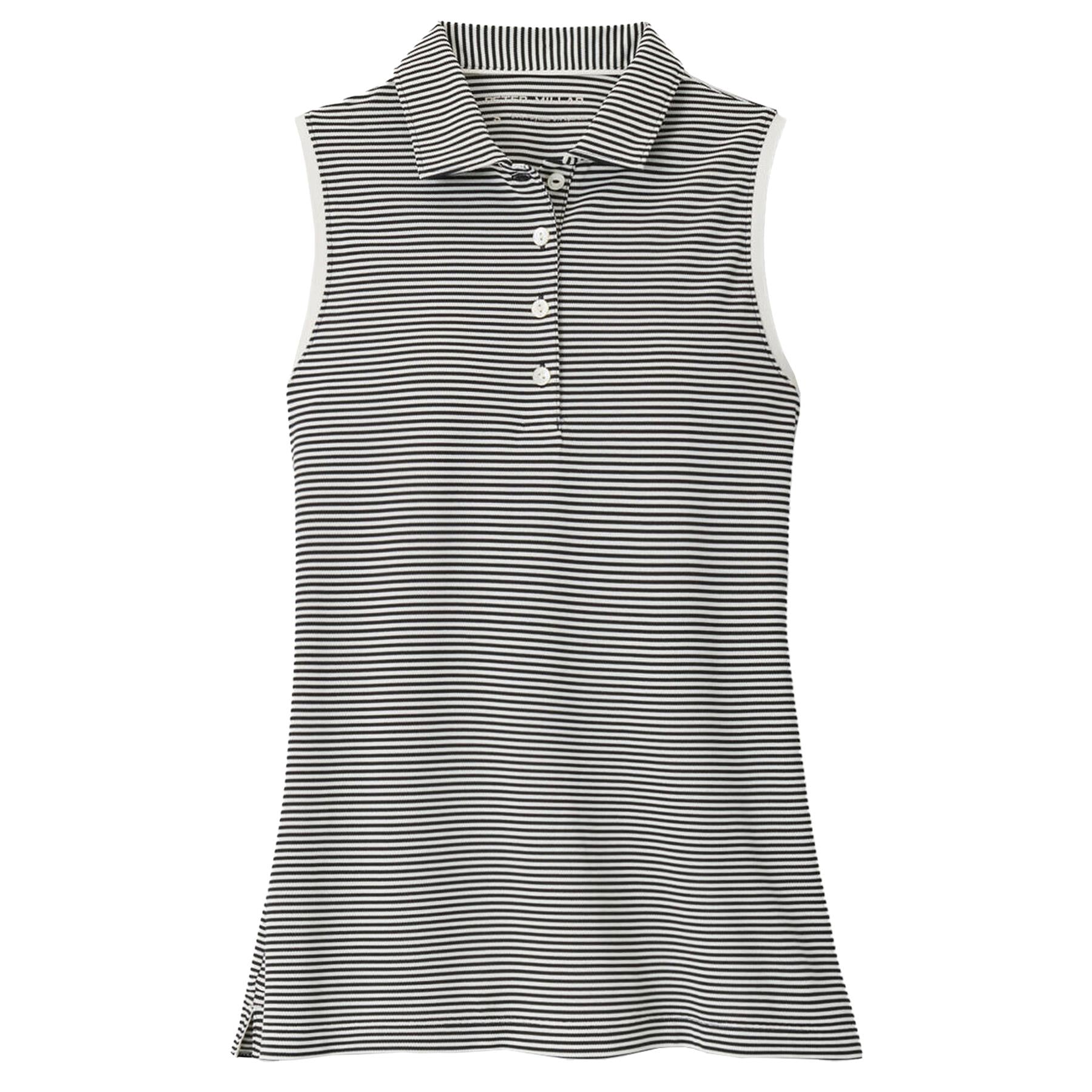 Womens Vista Stripe Banded Sport Mesh SL Polo Black/Ivory