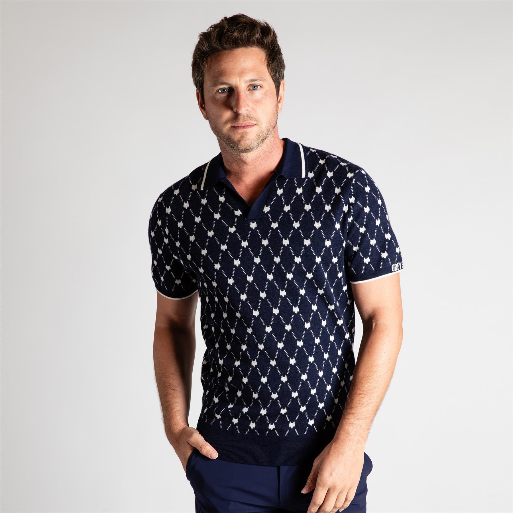 Wolf Chain Johnny Collar Saratoga Polo Maltese Blue