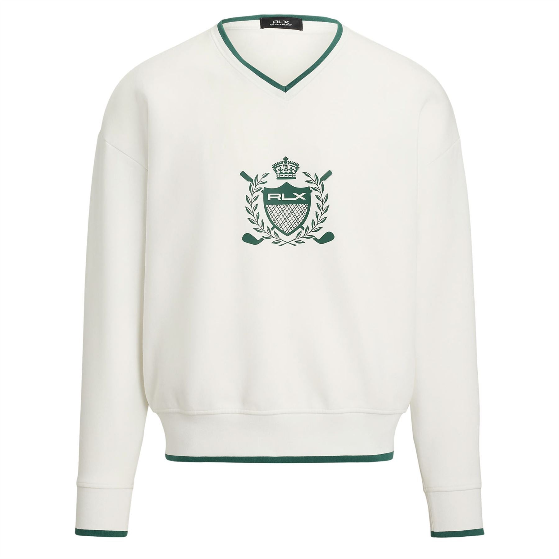 RLX Crest Logo Sweater Ceramic White/Kelly Green
