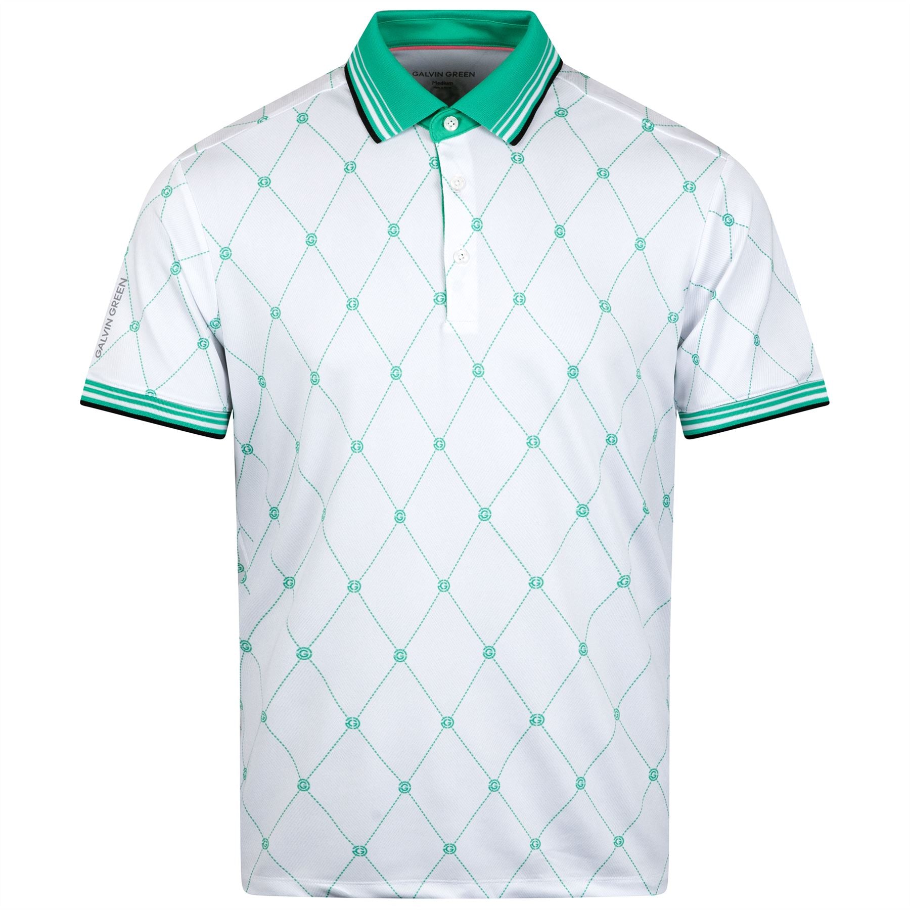 Miguel Modern Argyle Print Polo White/Golf Green