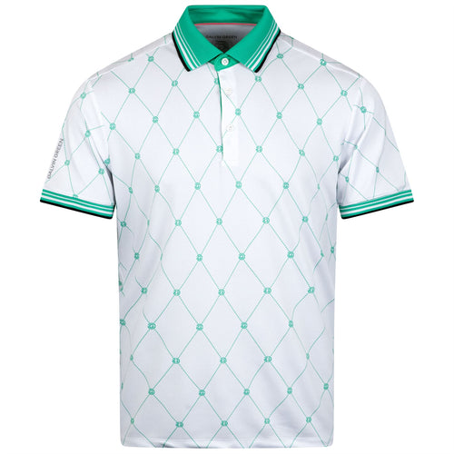 Miguel Modern Argyle Print Polo White/Golf Green