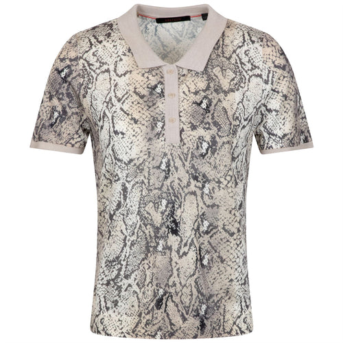Womens Wolf Scales SS Bardot Sweater Polo Sand Multi